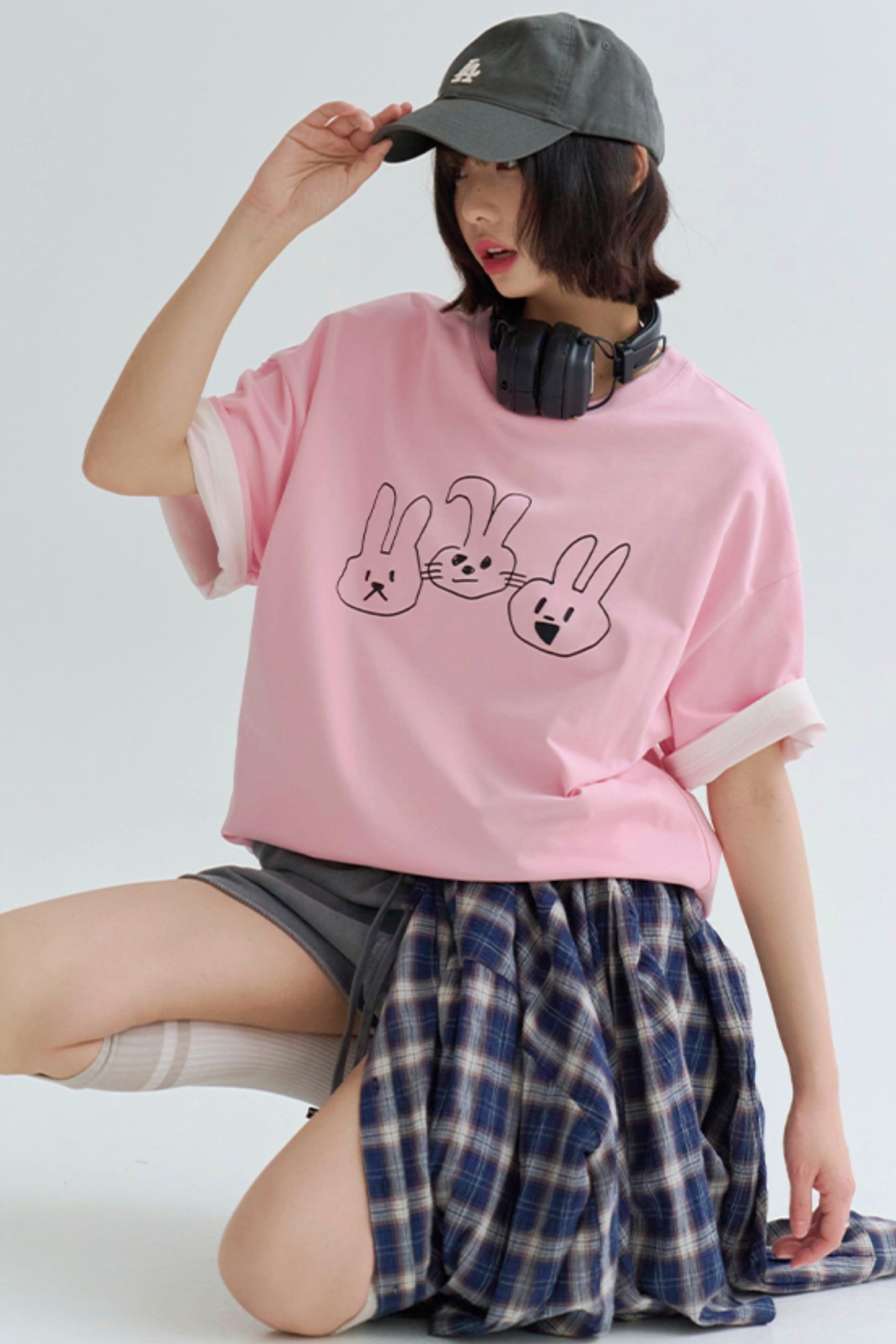 T-shirt doux à imprimé cordon