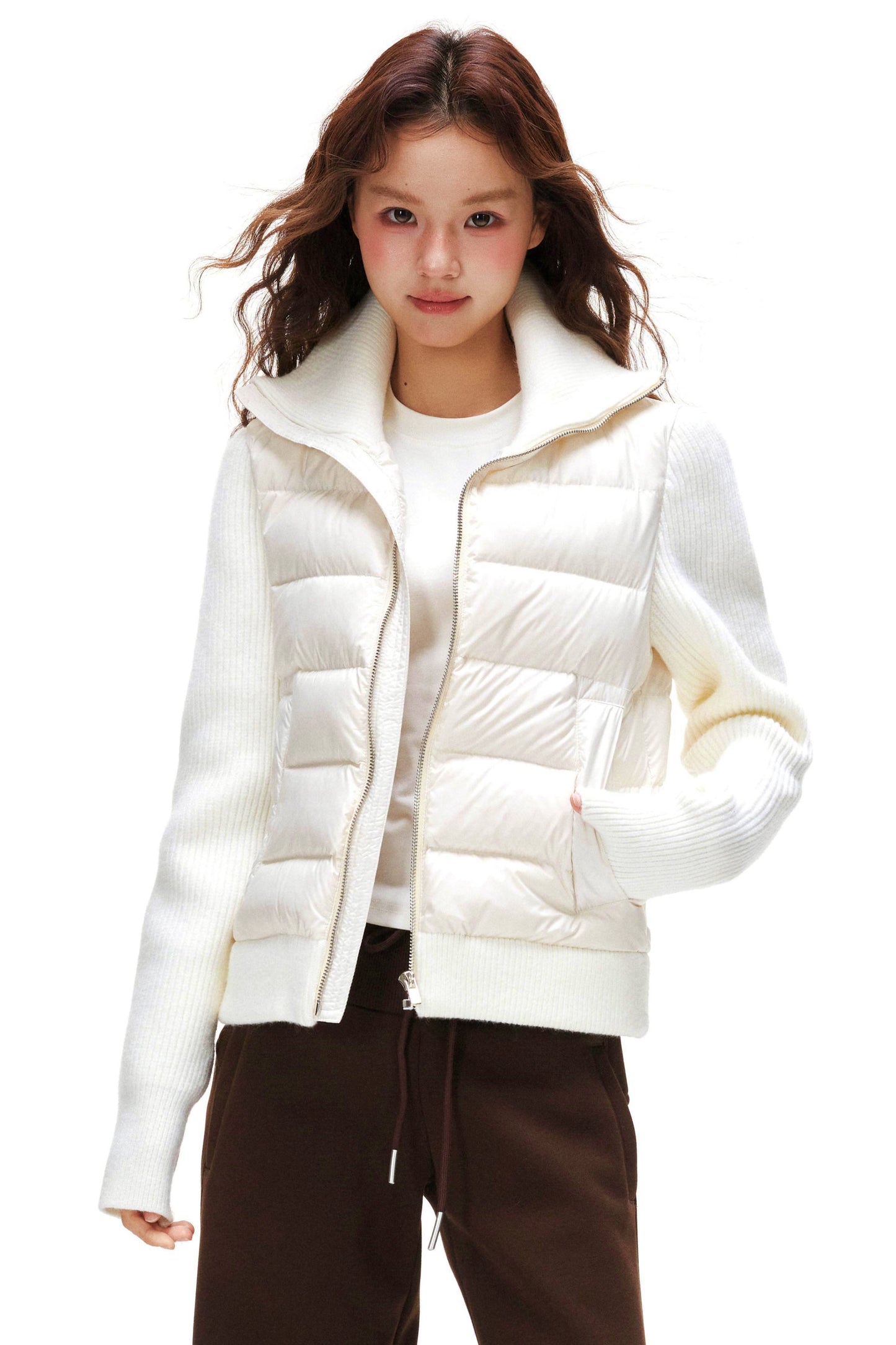 Ribbed Patchwork Down Jacket