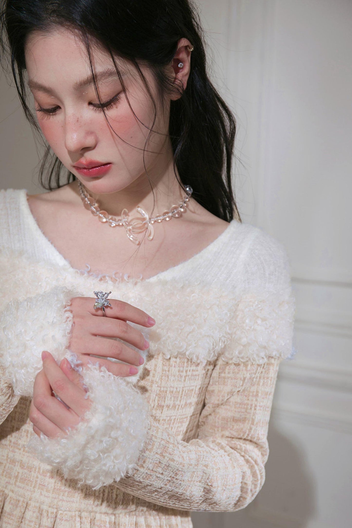 Vanilla Velvet Cape Dress