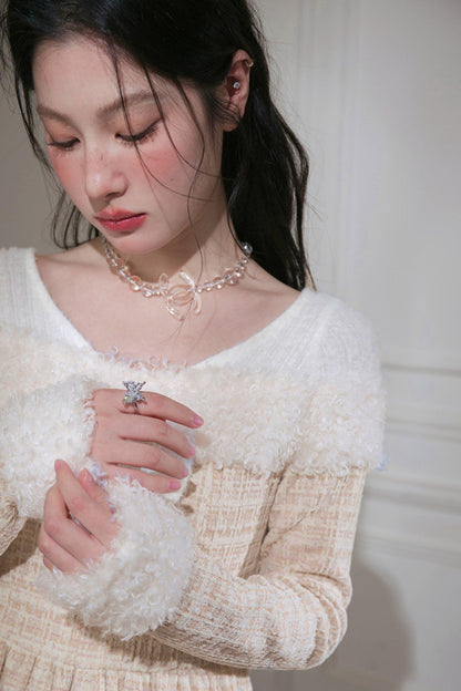 Vanilla Velvet Cape Dress