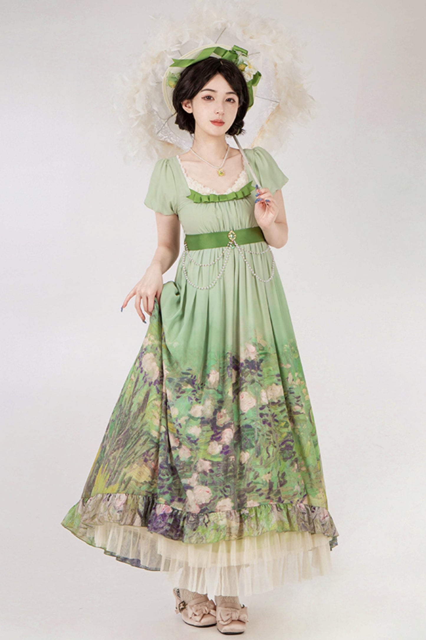 クラシックシフォンローズドレスセットアップ