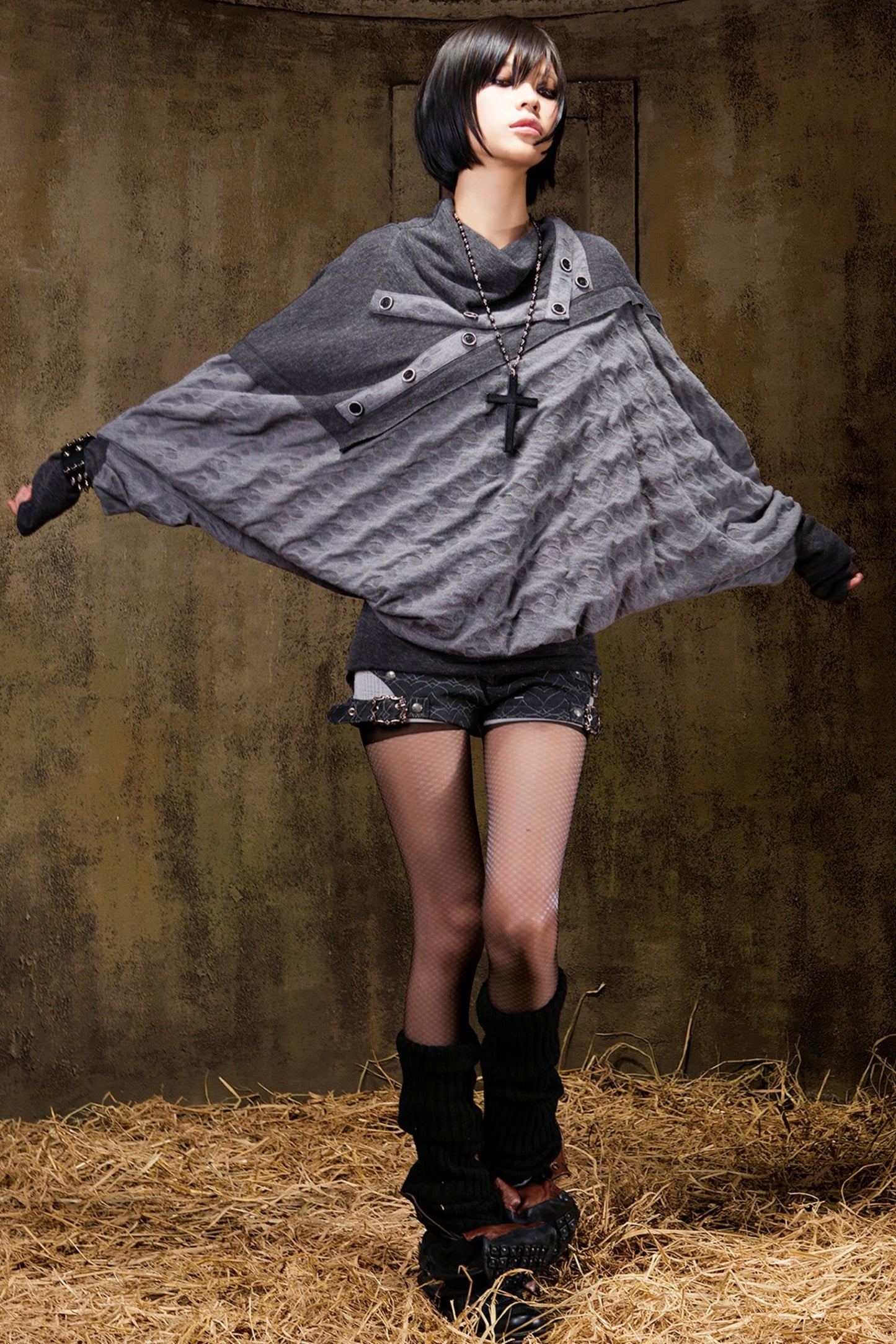 Stacked Collar Batwing Top