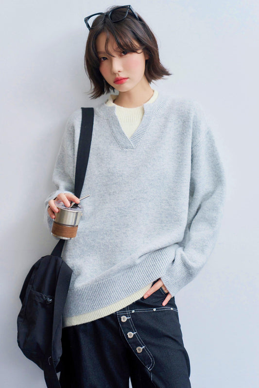 Color block knit sweatshirt