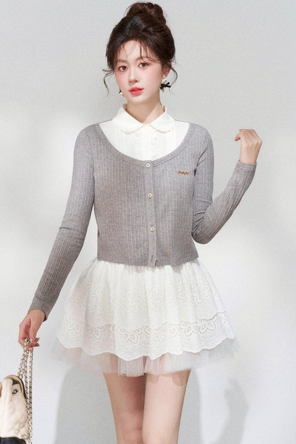 French Style Knit Cardigan + Skirt