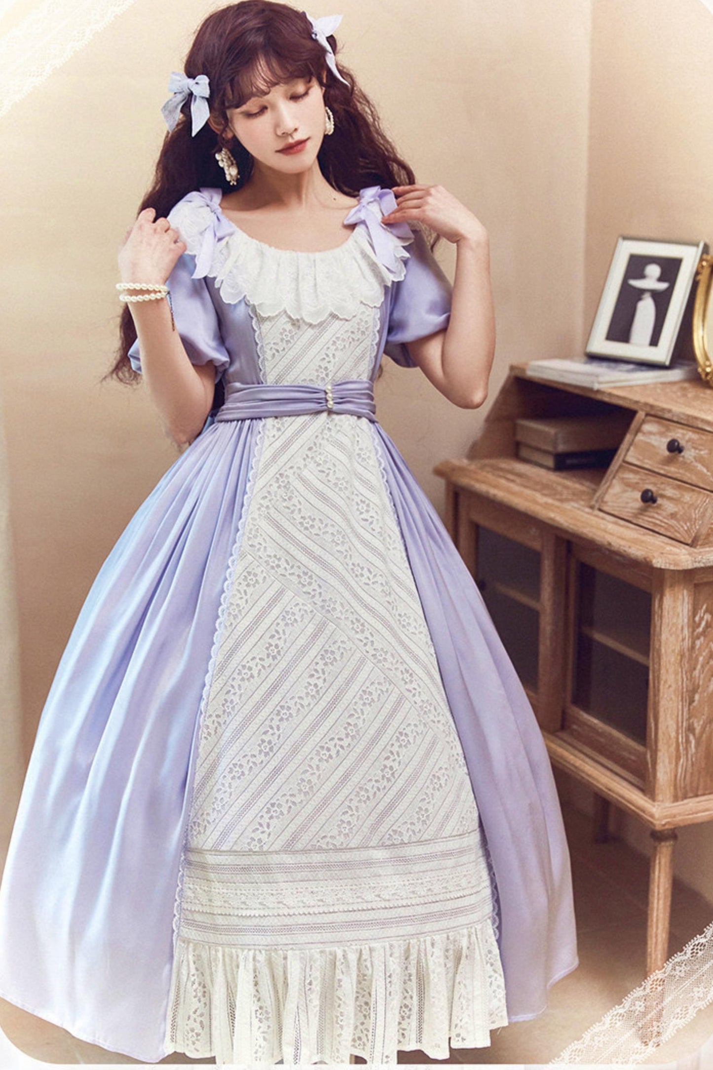 Robe Lolita de Servante avec Dentelle et Rubans