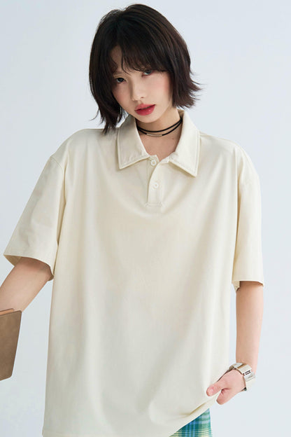 Minimalist Solid Polo Neck Top