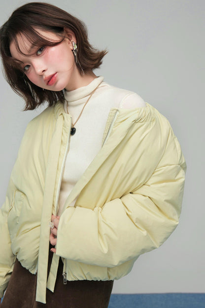 リボンショートダウンジャケット