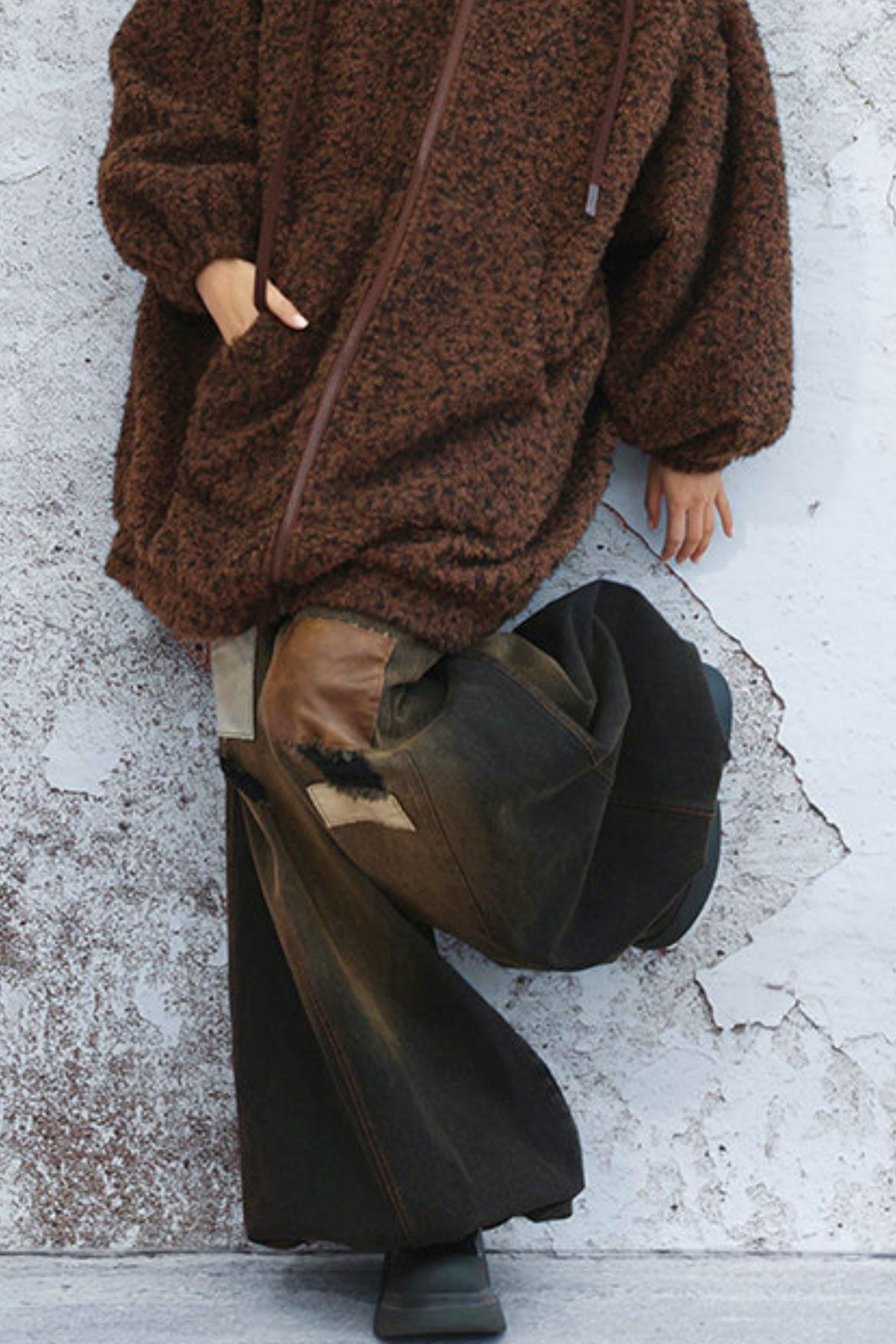 パッチワークワイドデニムパンツ