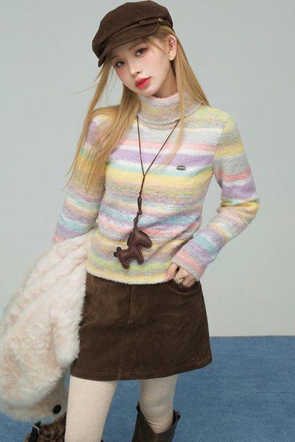 レインボーグラデーションストライプドセーター