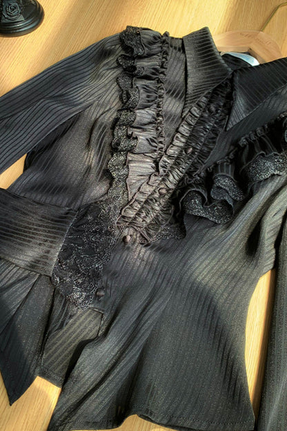 【予約商品】エレガントシフォンランタン袖シャツ