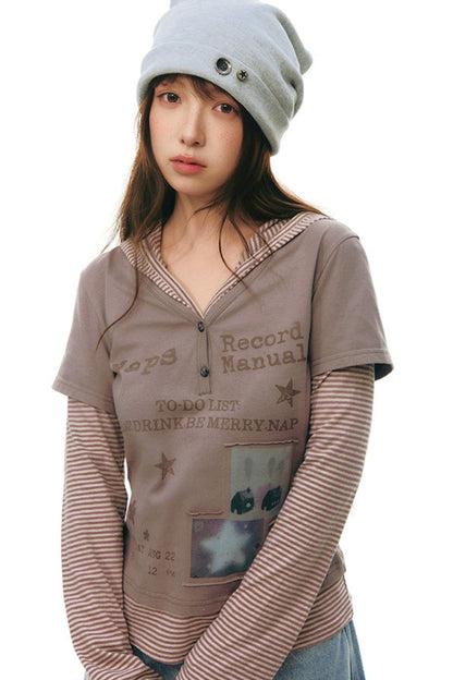 Striped Y2K Hoodie Top