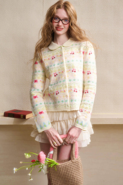 Rainbow Fair Isle Flower Cardigan