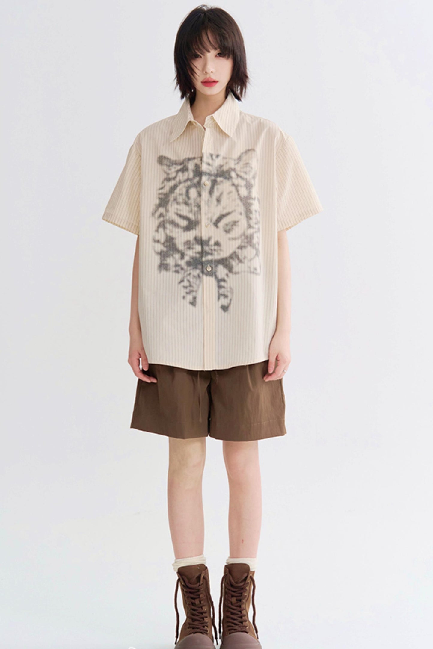 ハイウエストカラーブロックハーフパンツ