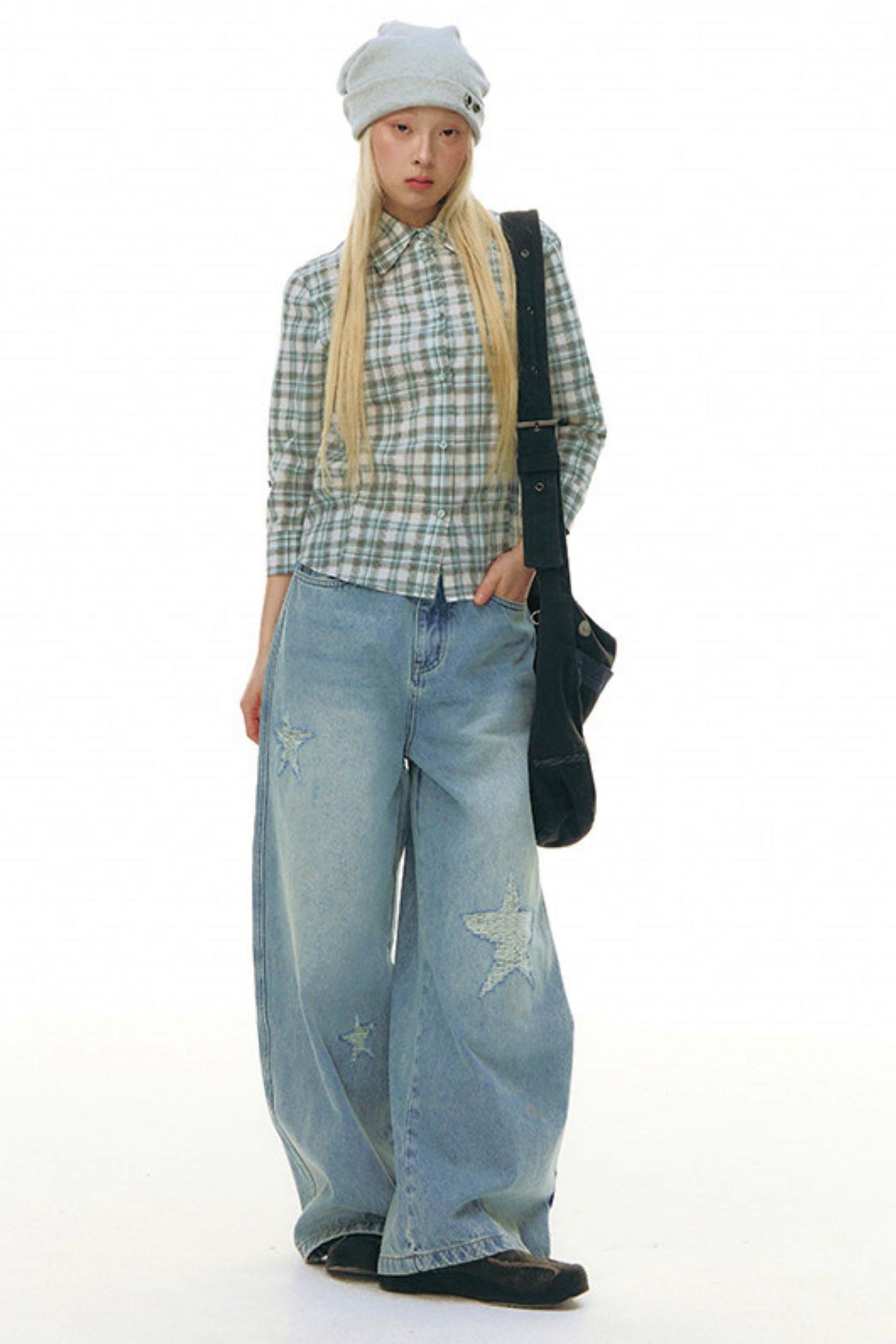 Star Wide Leg Denim Pants
