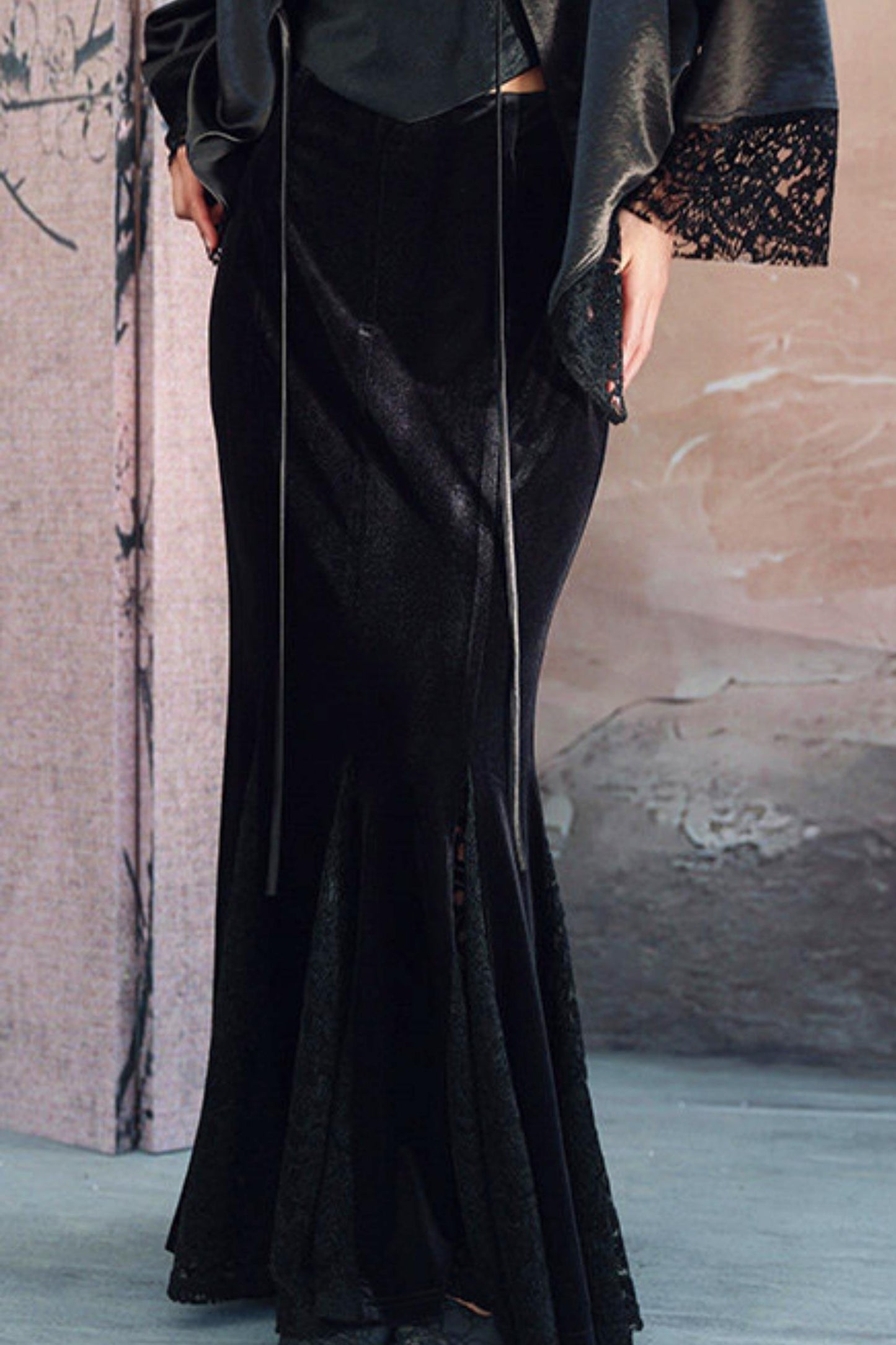 Dark Lace Satin Gown