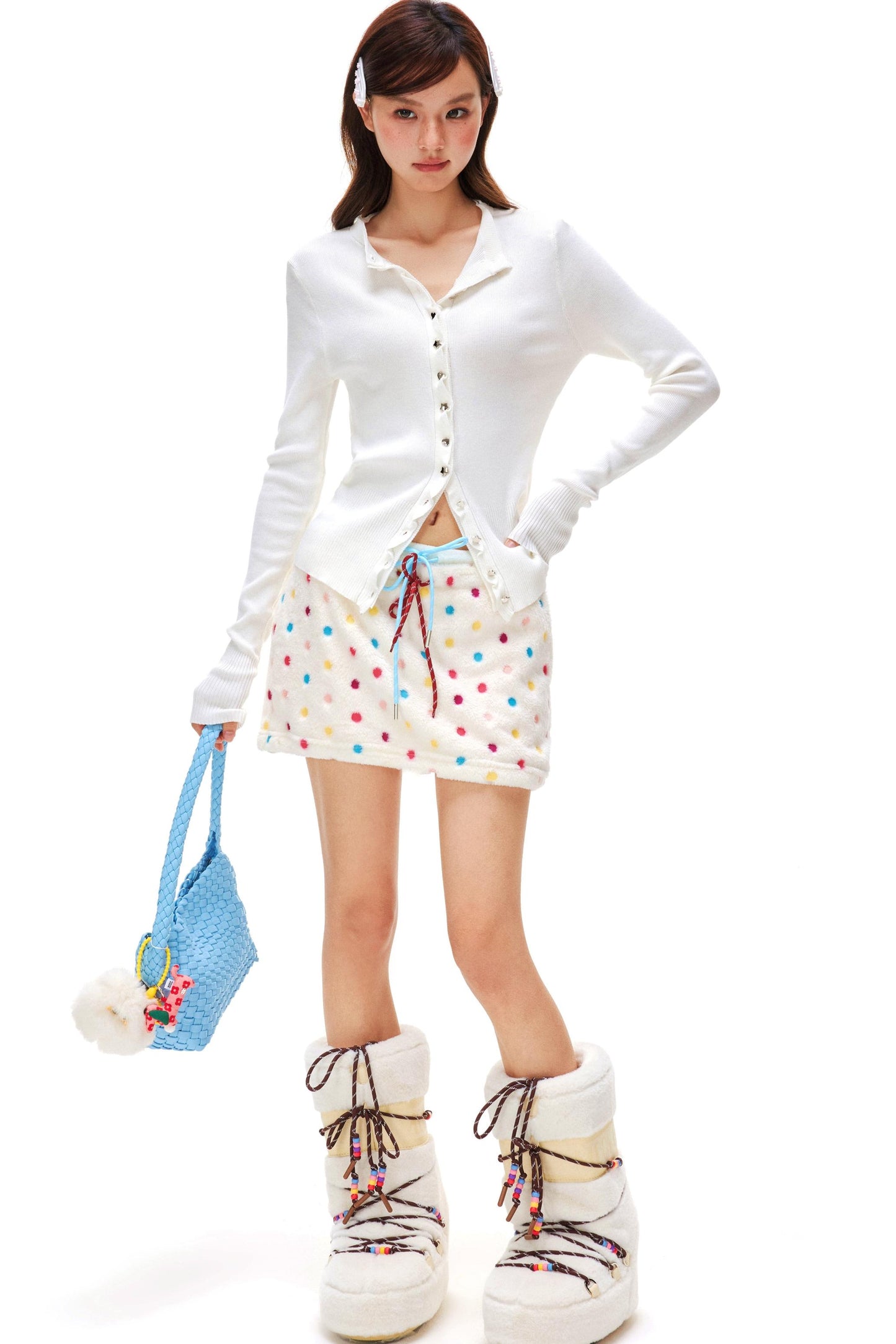 Love Star Button Slim Cardigan