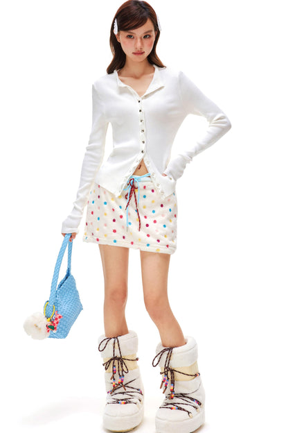 Love Star Button Slim Cardigan