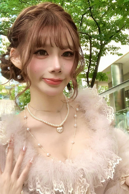 Lace Trimmed Feather Knit Dress