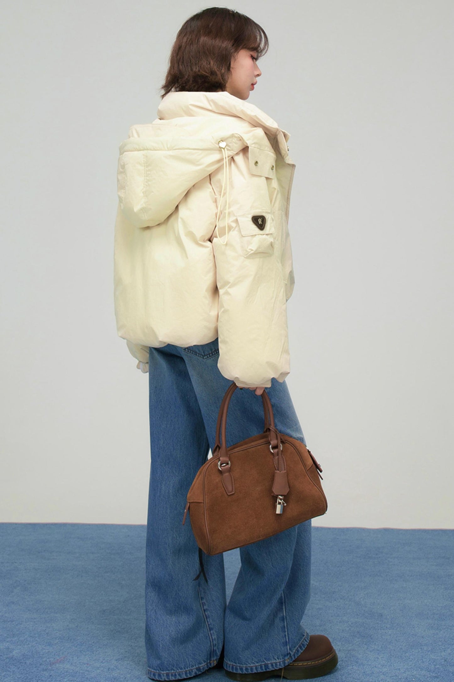 オートミールショートダウンジャケット