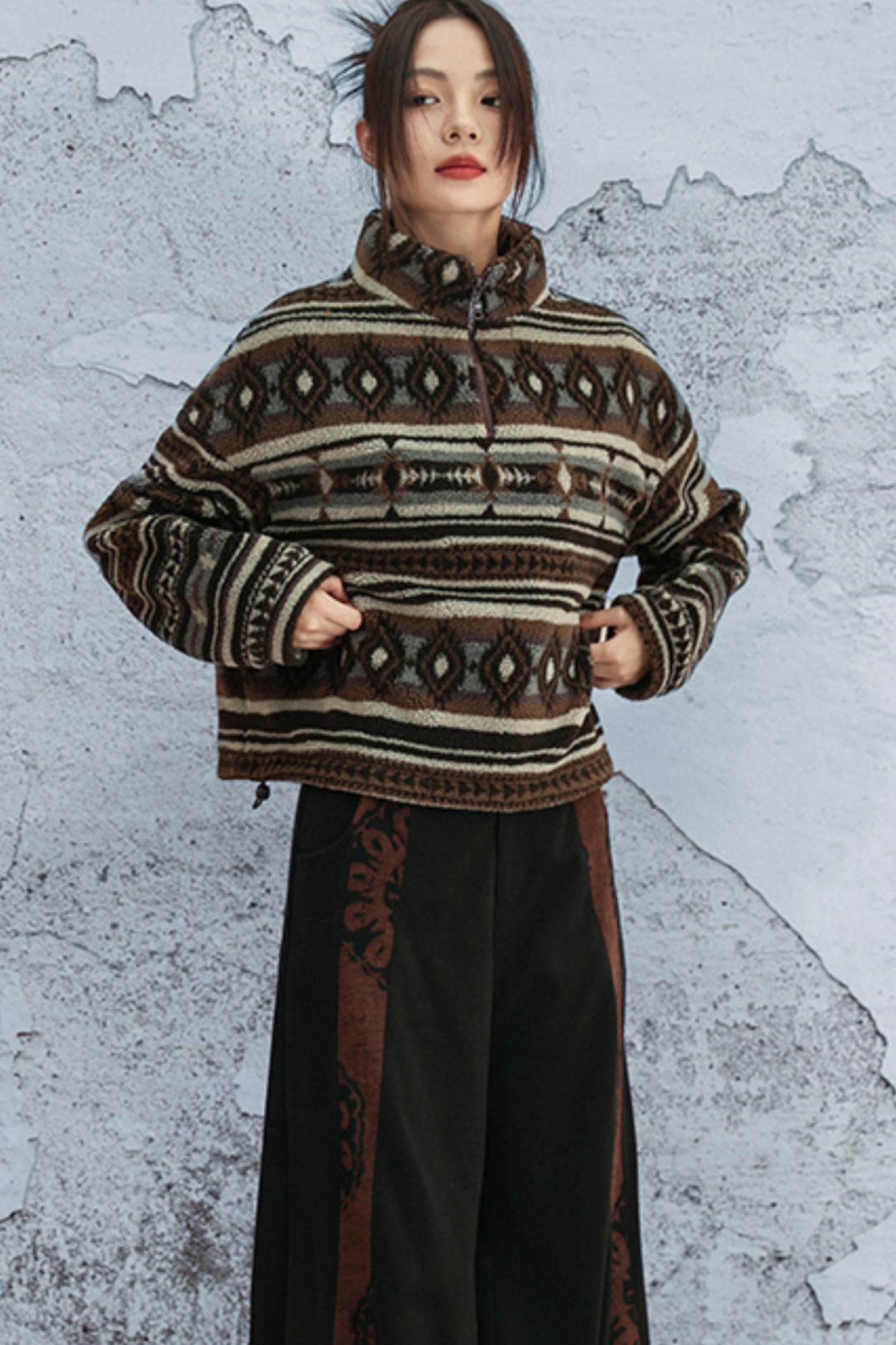 ラムウールジオメトリックジャケット