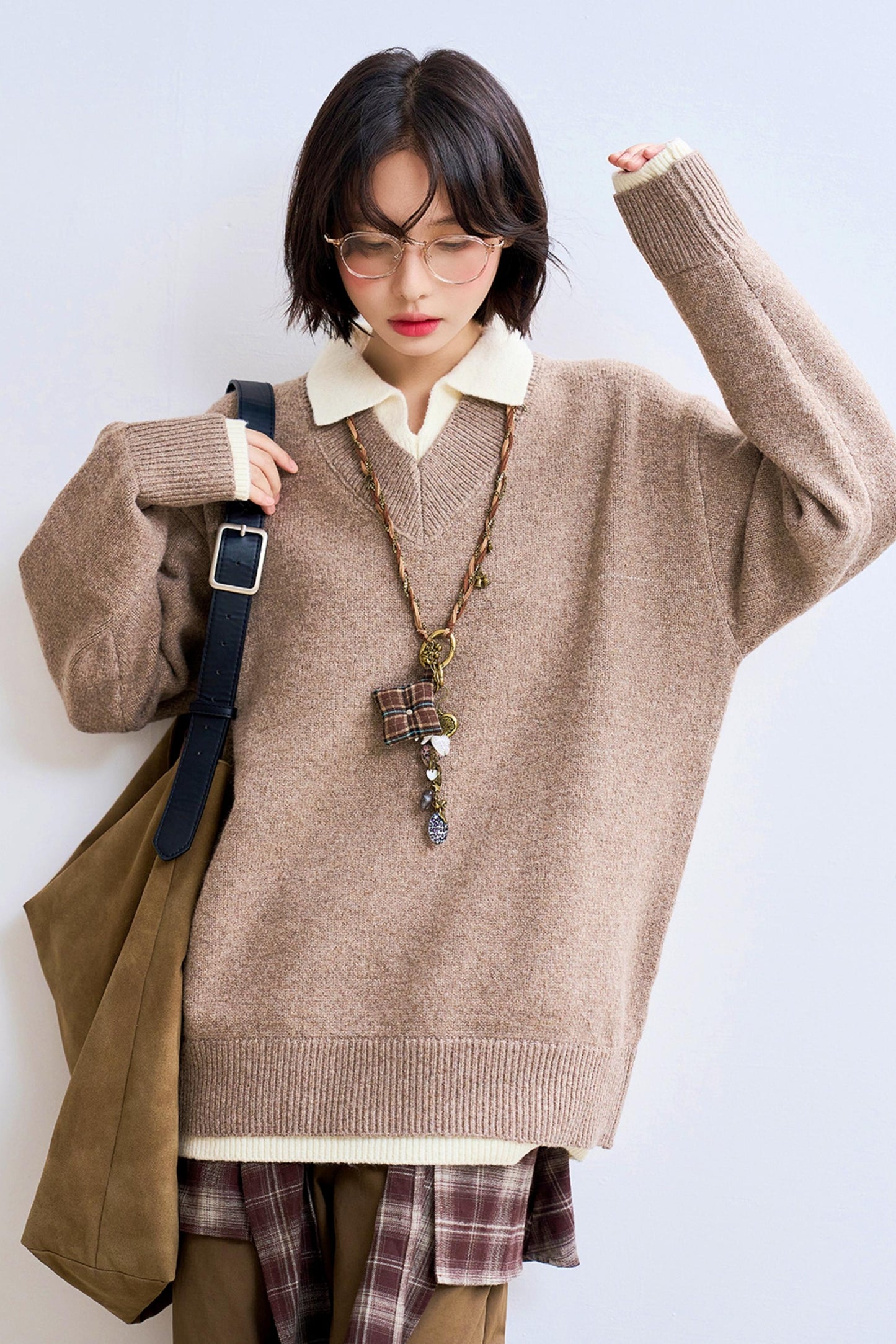 Relaxed Fit Lapel Knit Sweatshirt