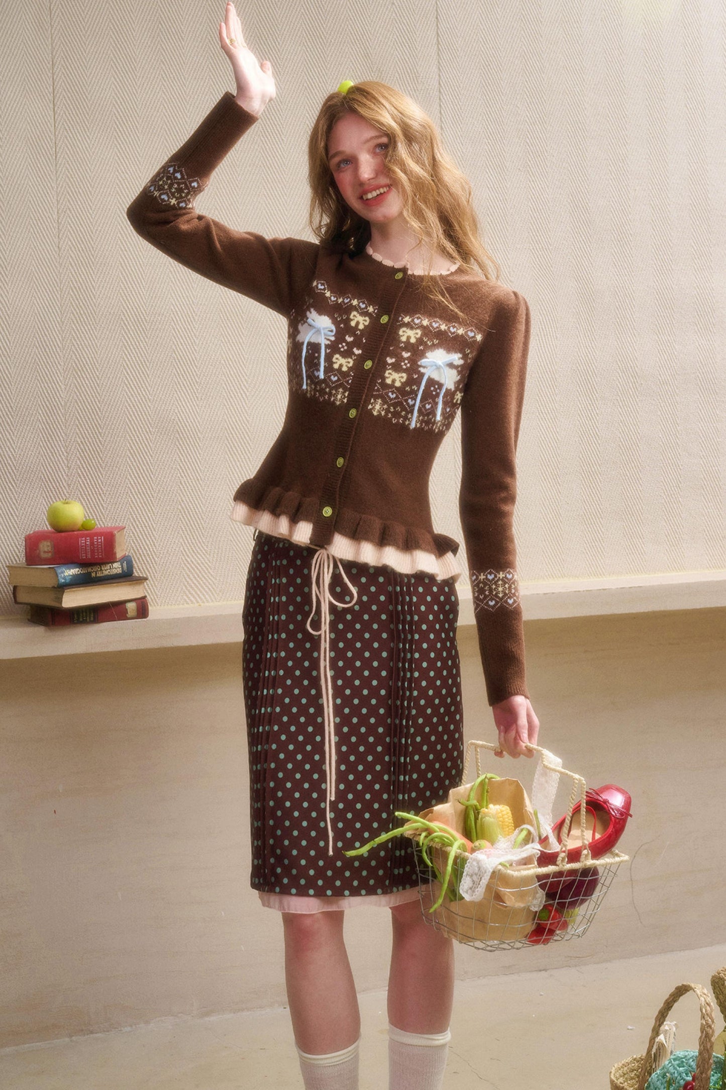 リボンフェアアイルカーディガン+スカート