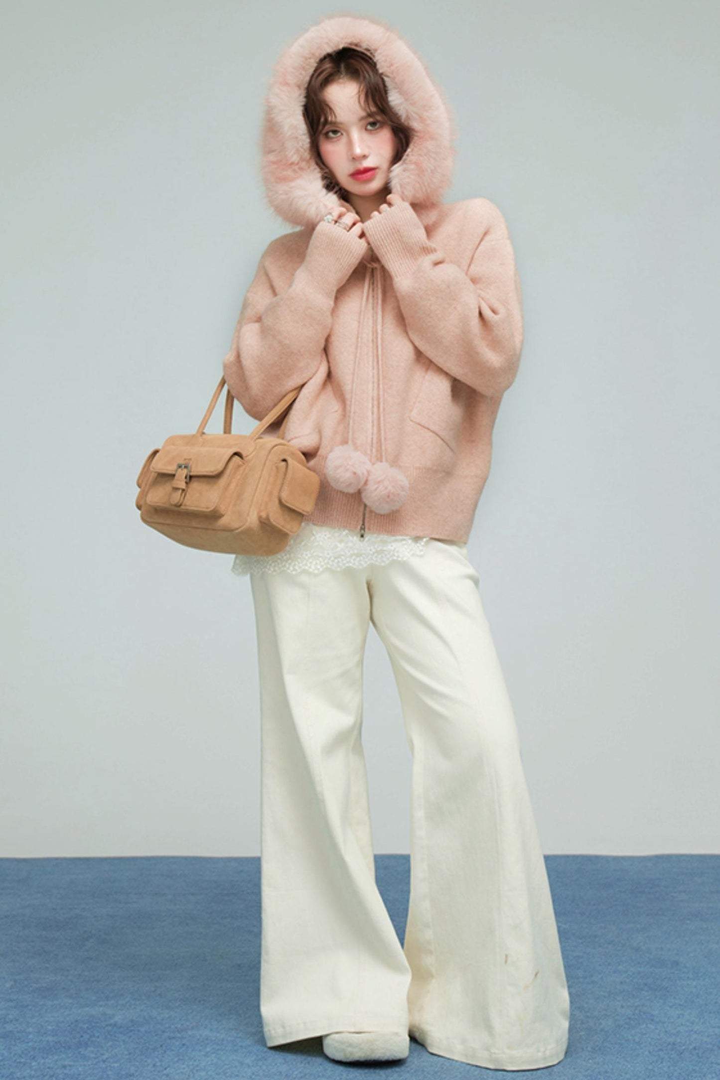 キャラメルファーカラーカーディガン