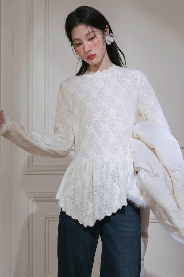 Velvet Lace Rabbit Fur Top