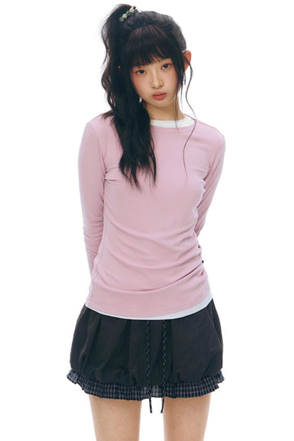 Y2Kボタンレイヤードトップス