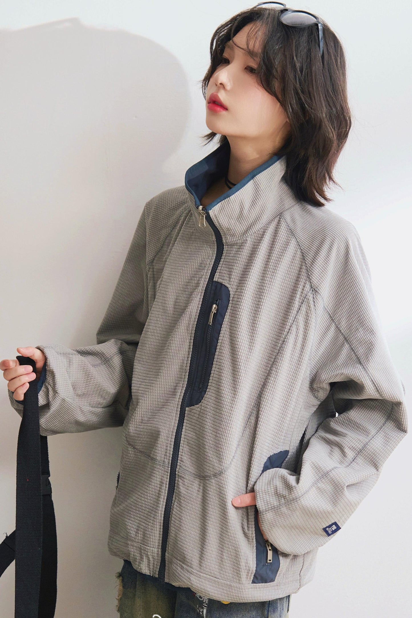 リバーシブルスタンドカラールーズジャケット