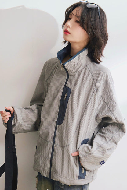 リバーシブルスタンドカラールーズジャケット