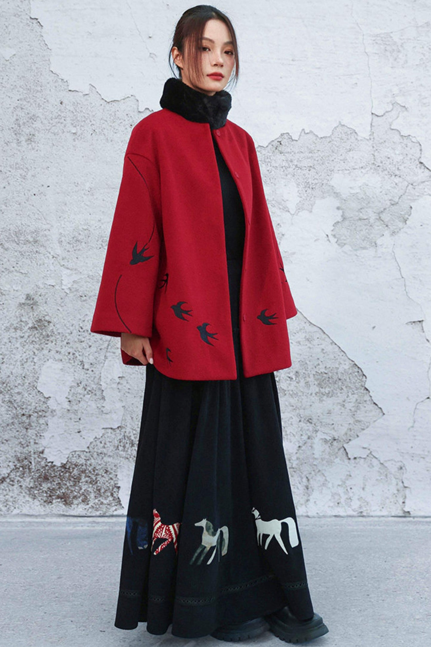 Fayan Embroidered Wool Coat