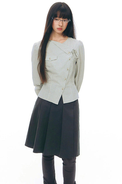Y2Kリトルチェックドシャツ+スカート