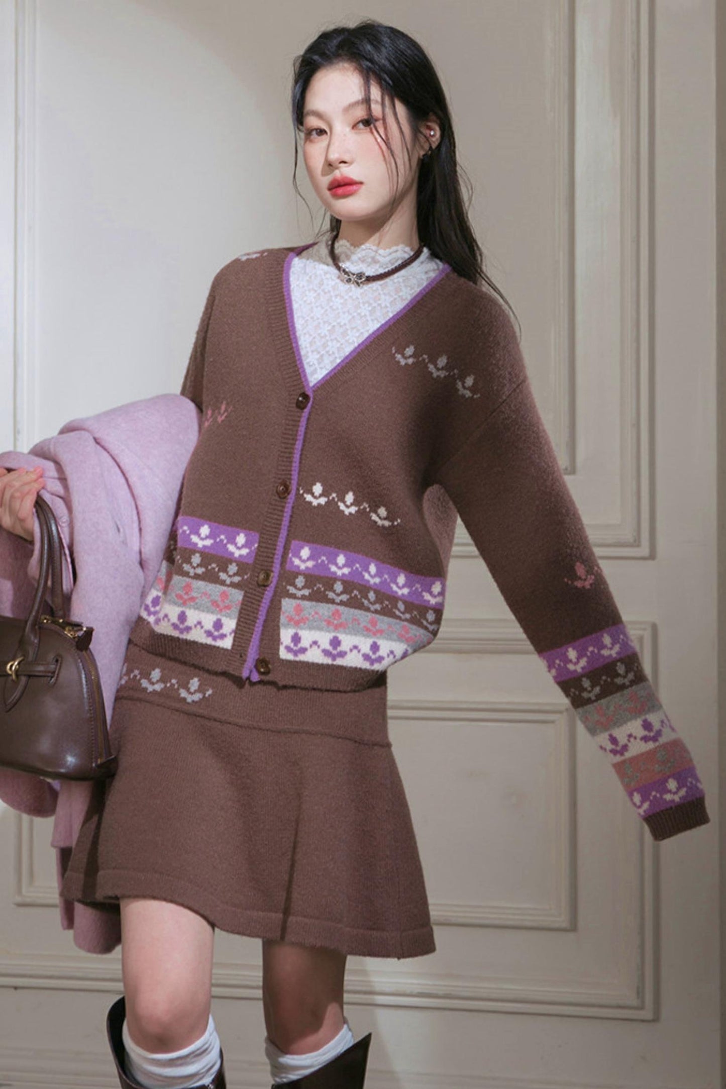 Winter Tulip Knit Cardigan + Skirt