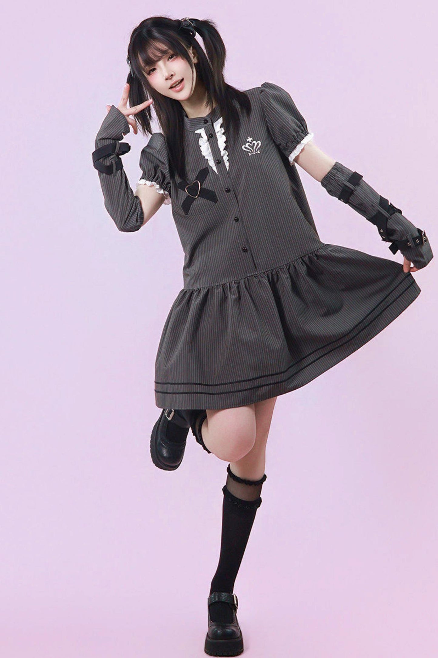 ハートリボンサブカル制服ワンピース