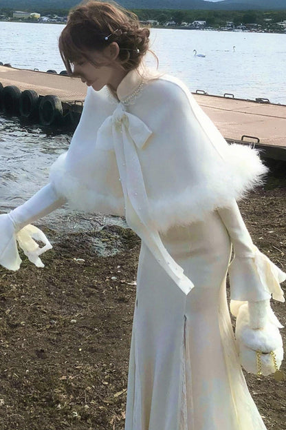 French Lace Waist Slimming Dress + Soft White Longline Croque