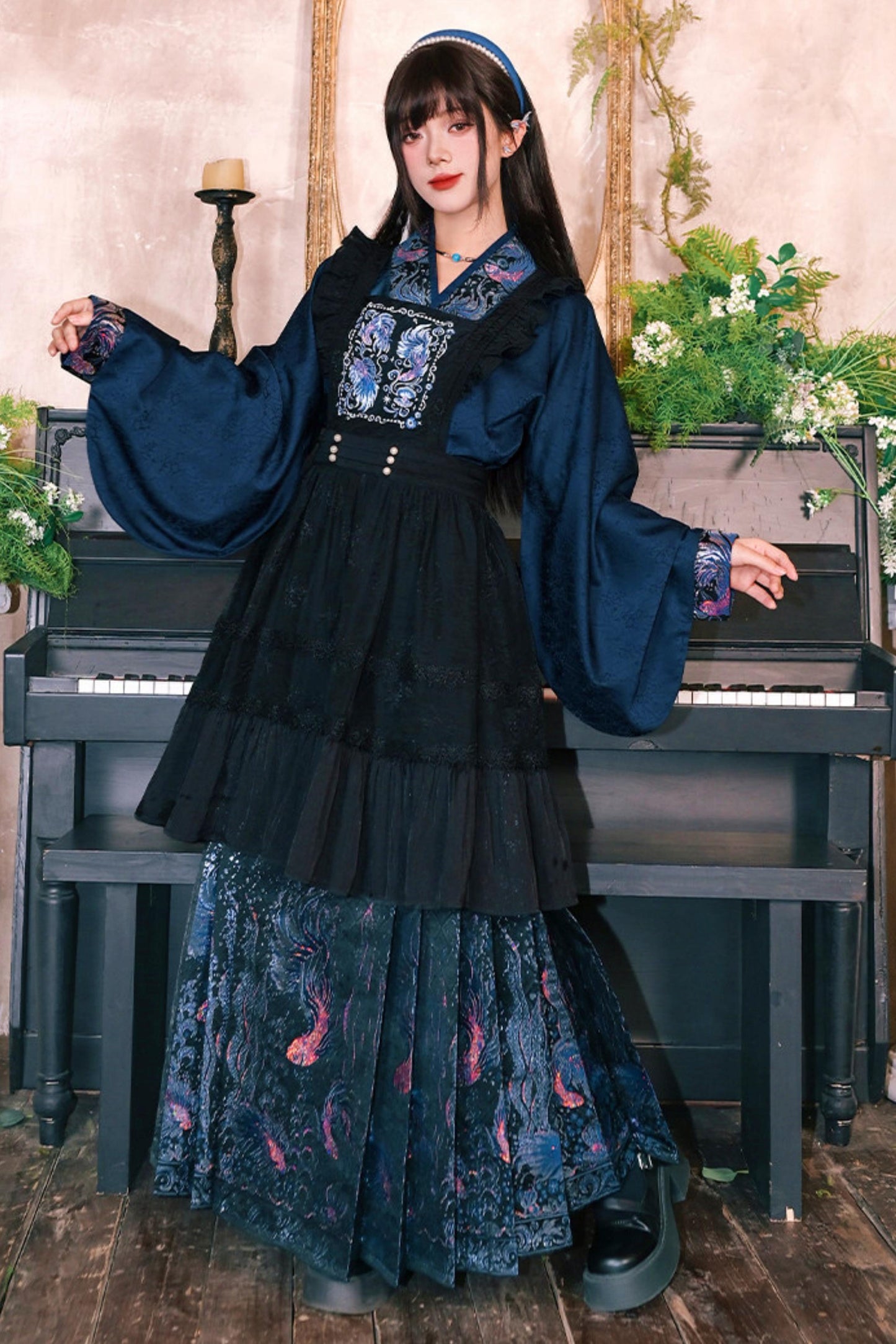 金色梭织汉服衬衫