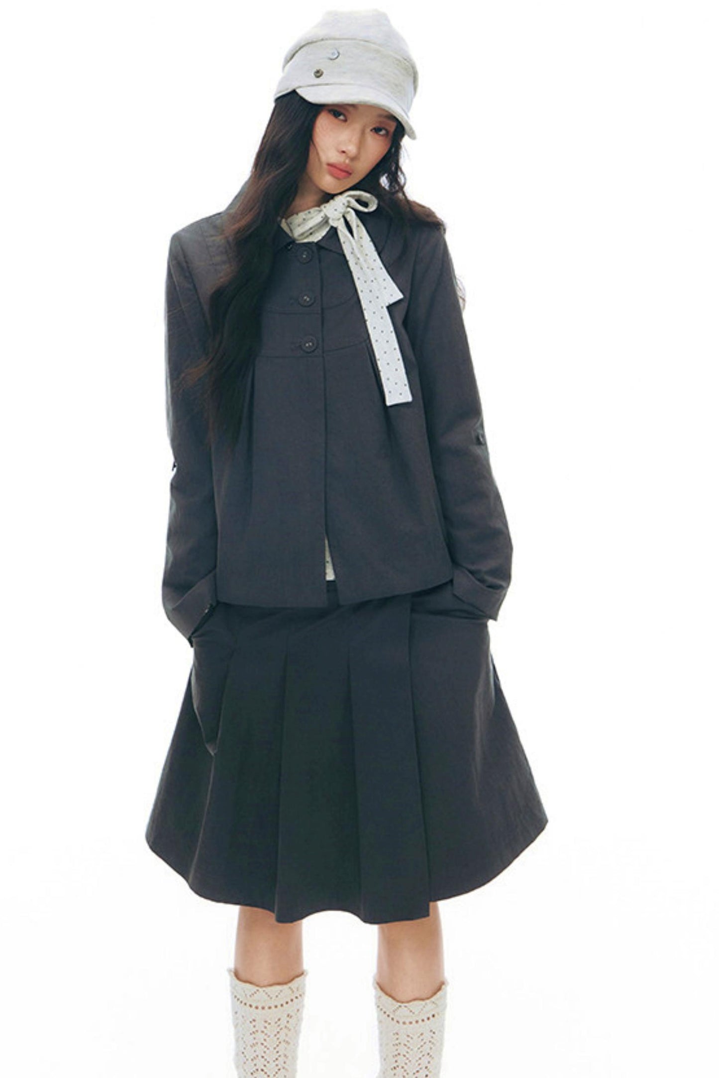 プリーティッドエーラインミディスカート