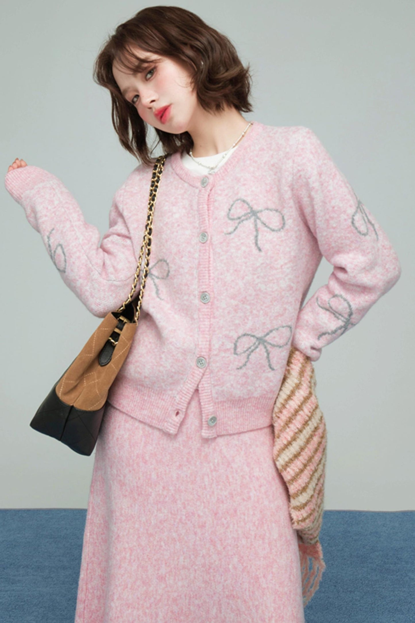 スウィートジャカードニットカーディガンセット