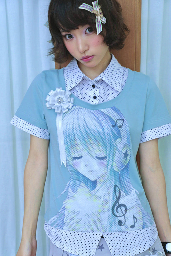 Radio Wave Girl Print Top