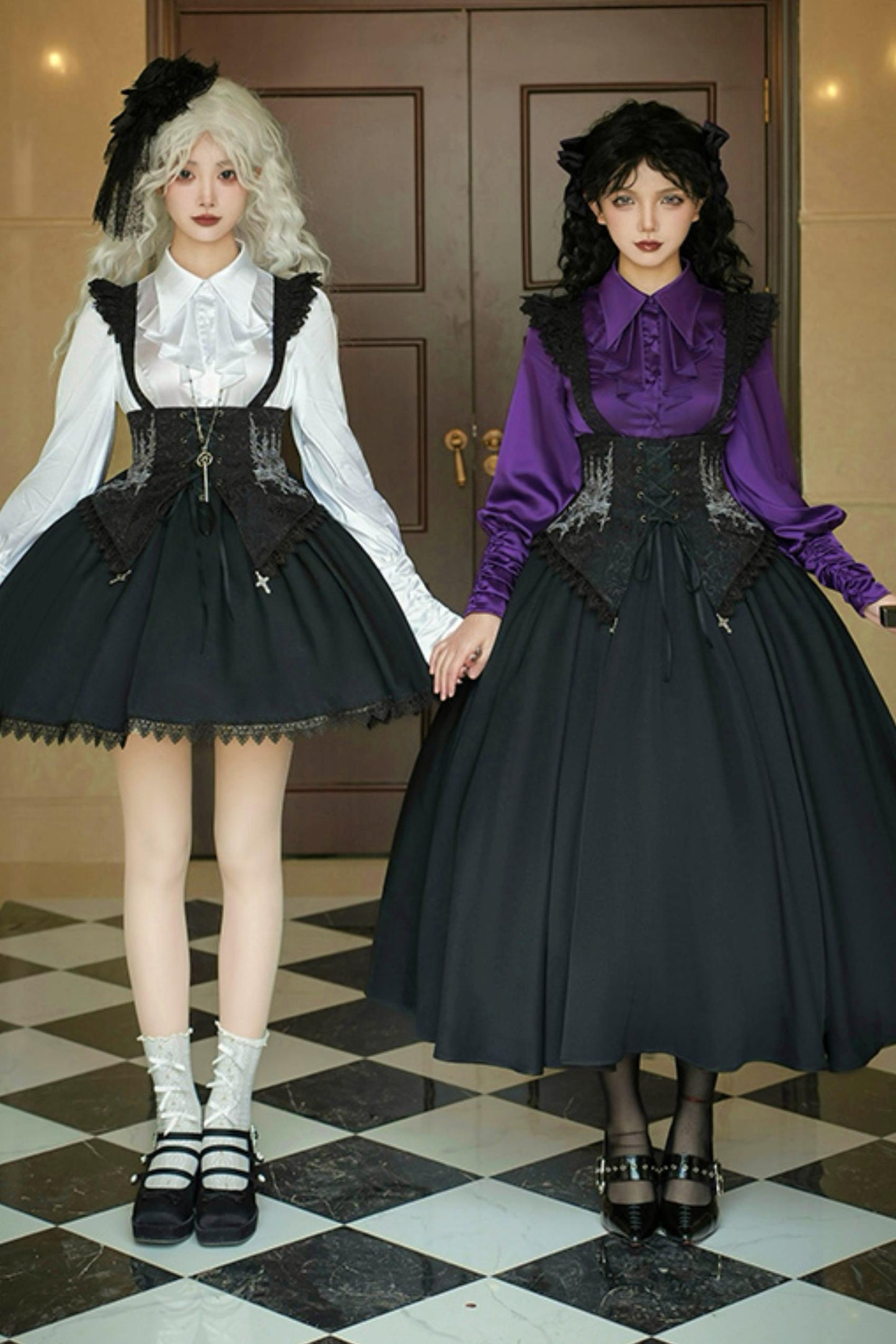 Conjunto de vestido y camisa con sujetador de muelles góticos