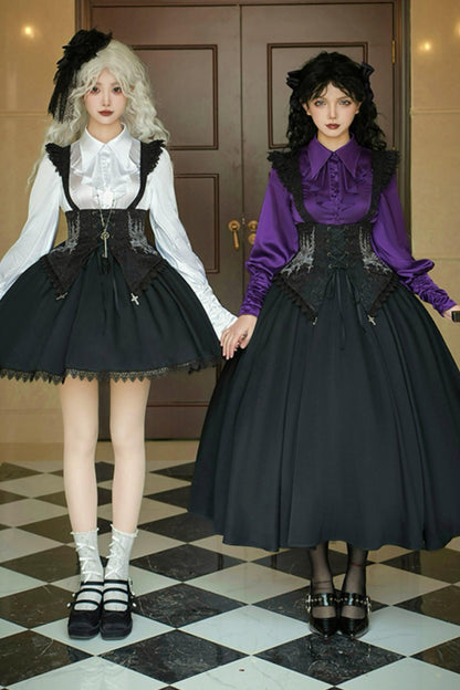 Conjunto de vestido y camisa con sujetador de muelles góticos