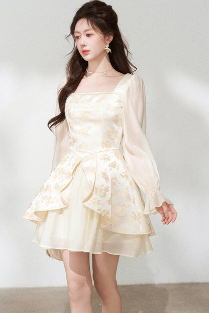 French Jacquard A-Line Dress