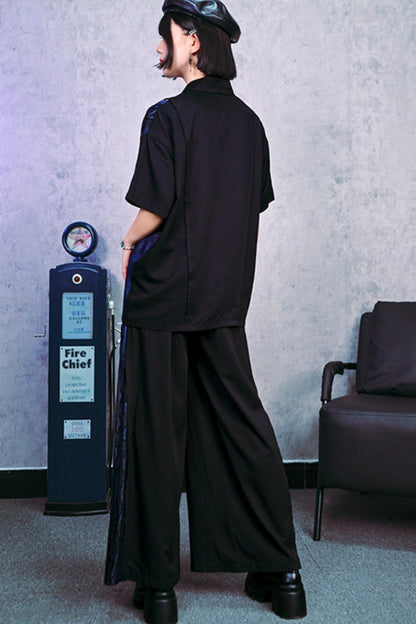 Snakeskin Print Pleated Wide-Leg Pants