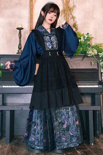 金色梭织汉服衬衫