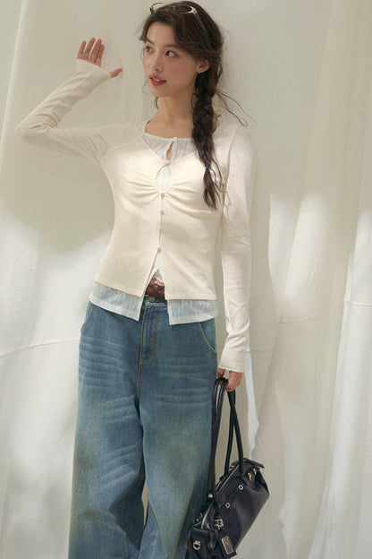 Seashell Lace Layered Top