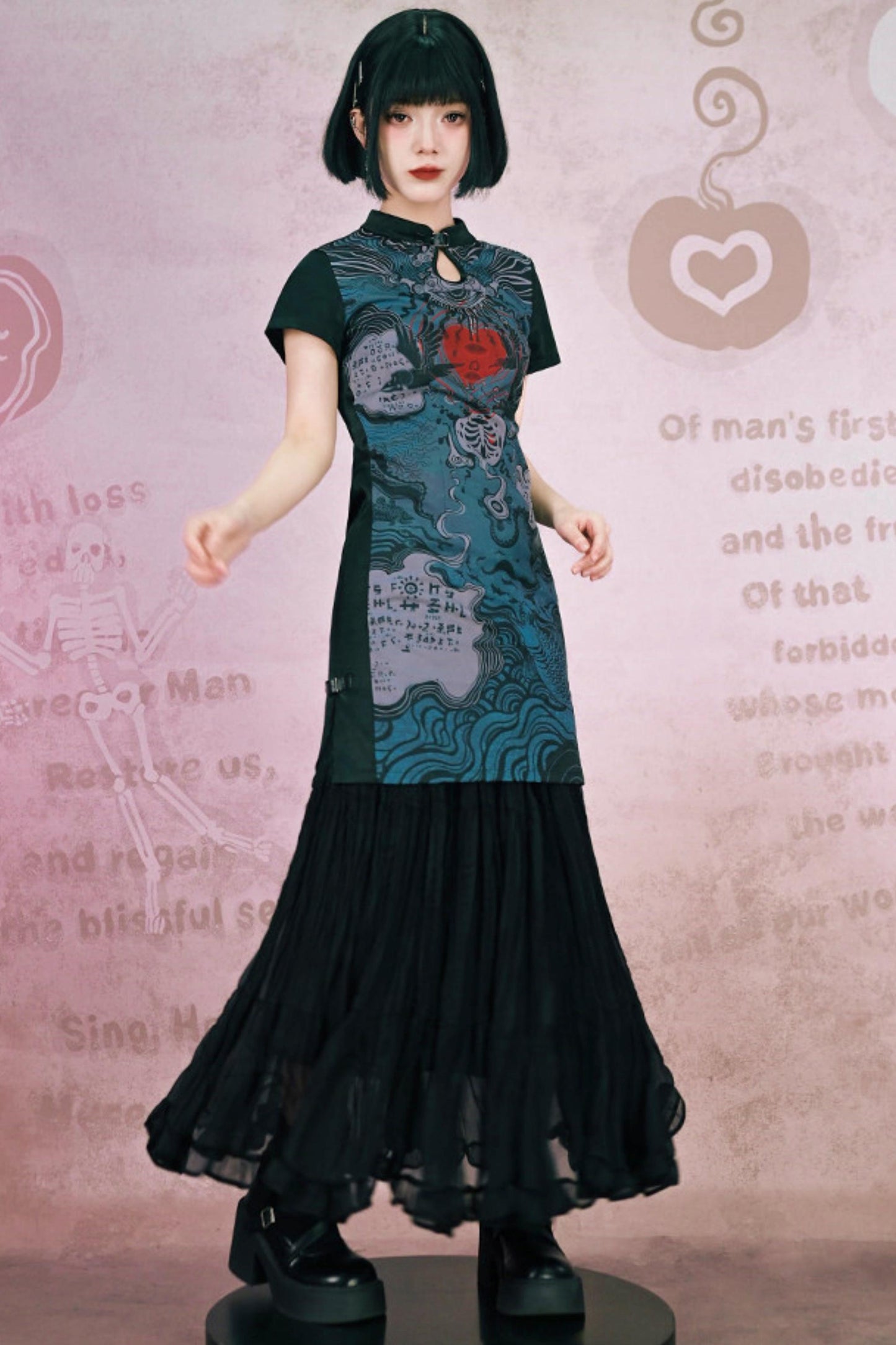 Gothic Chiffon Long Skirt