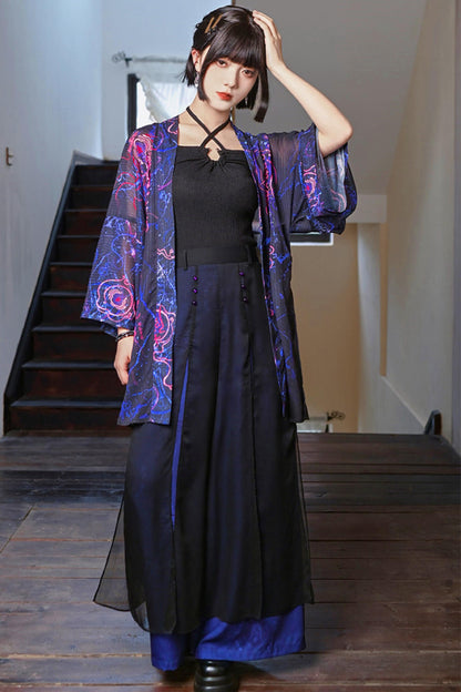 黑色纹理吊带背心