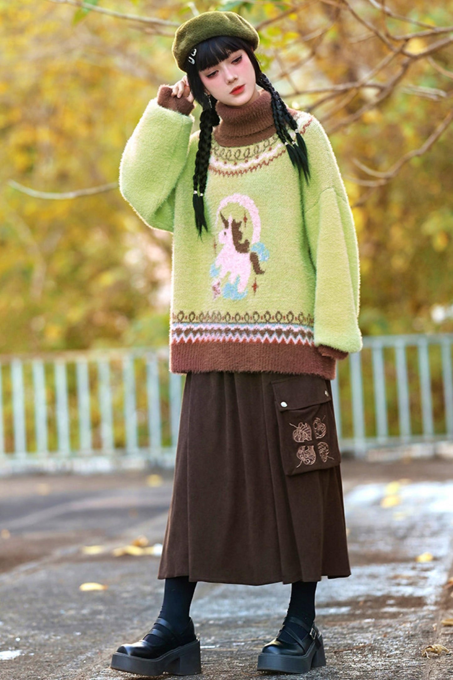 Faux Fur Jacquard Sweater