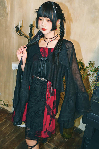 Dunkelkrähen-Chiffonkleid